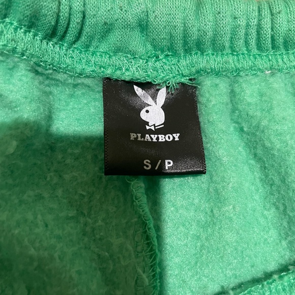 Women PLAYBOY boyfriend green sweatpants with white logo. Green . Size small. - Picture 2 of 2